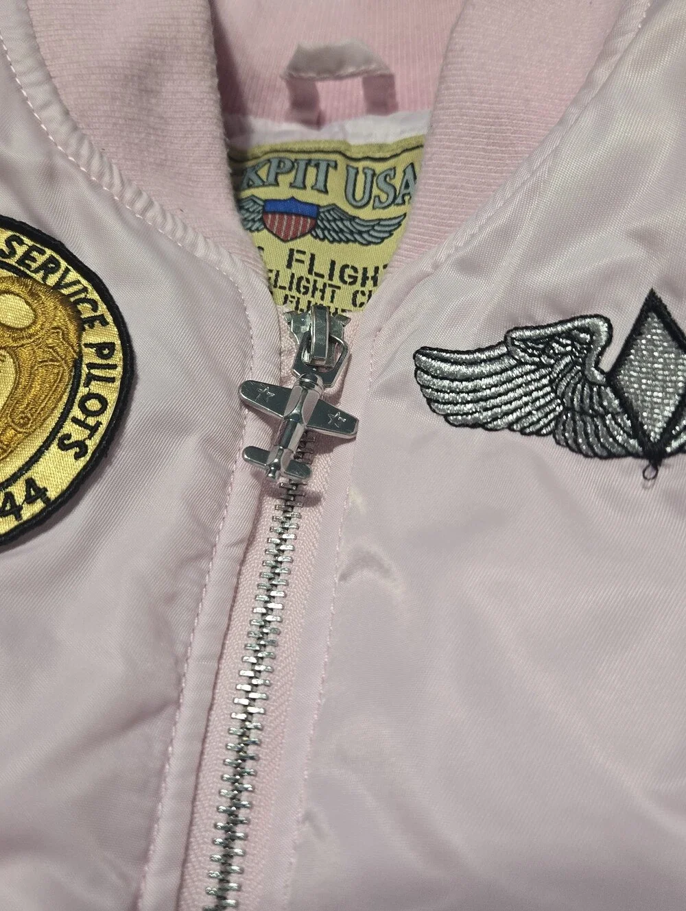 Pink Pilot Aviator Jacket Coat, Fly Girls We Served Too, toddler kids S 2T